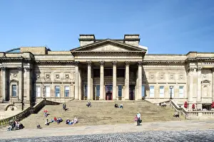 Landmark Building Prints: An exterior view of a traditional building that is the Liverpool Central Library