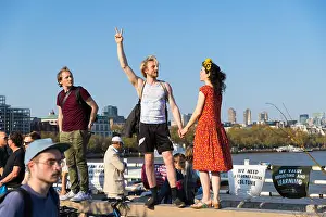Protesters Prints: Extinction Rebellion protesters on Waterloo Bridge, London
