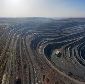Extraction of minerals with the help of special equipment in the warm evening light in picturesque Ukraine