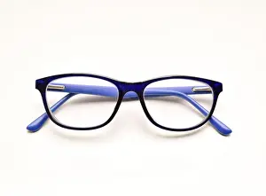 Eyesight Prints: eyewear isolated on white background, black and blue spectacle