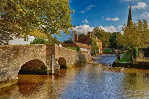 Pleasant Prints: Eynsford Bridge and Ford river crossing Sevenoaks Kent UK
