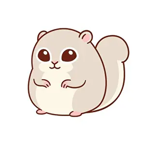 Ezo Momonga, Japanese dwarf flying squirrel cute drawing. Kawaii cartoon animal vector clip art illustration