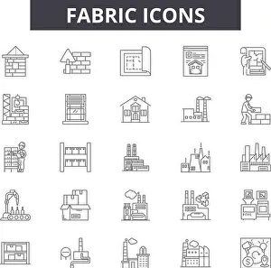 Resistant Prints: Fabric line icons, signs set, vector