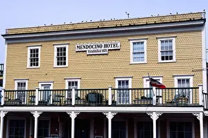 Northern California Prints: Facade of the Historic Mendocino Hotel California, USA