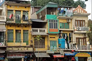 South East Prints: Facade shops and apartments Old Quarter Hanoi Vietnam