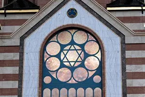 Synagogue Prints: the facade of the synagogue. The star of David is in the window