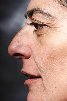 Wrinkles Prints: face of a 50 years old woman profile eye tabs wrinkles nose lips skin eyebrows