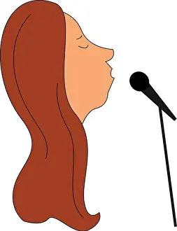 Vector Vectors Prints: A face of a lady singer in her long