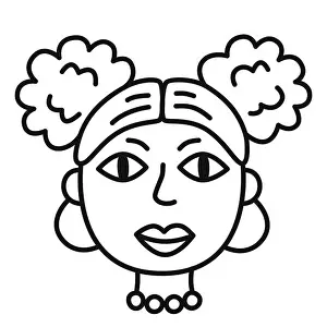 Scribble Prints: Face of woman in doodle line style