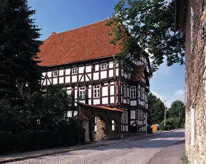 City Hall Prints: Fachwerkrathaus in Worbis, Leinefelde-Worbis, Ohmgebirge, Eichsfeld, Thueringen