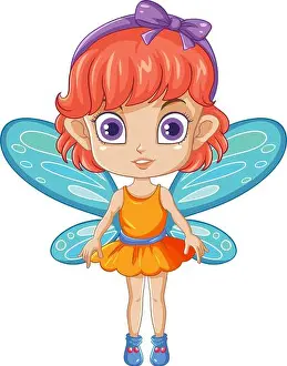 Eps10 Prints: Fairy Girl with Orange Hair Cartoon Character illustration