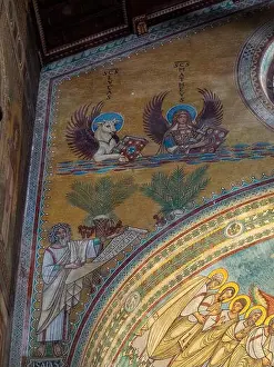 Toscana Prints: Detail of the fake mosaic painted walls by Arturo Viligiardi, Chiusi Cathedral