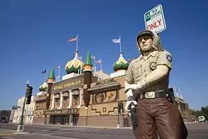 South Dakota Prints: Fake policeman in front of world famous Corn Palace, Mitchell, South Dakota