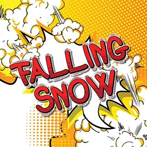 Snowfall Prints: Falling Snow - Vector illustrated comic book style phrase
