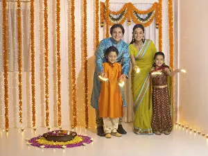 Religions Prints: Family celebrates diwali festivals MR#779P, MR#779Q, MR#779R, MR#779S