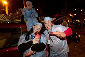 Pageant Prints: A family dressed as ghoulish doctors in the 2010 Greenwich Village Halloween parade in New York City