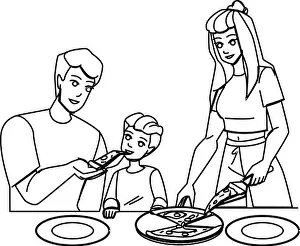 Pizza Prints: family eating pizza vector