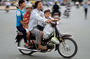 Saigon Prints: Family on motorcycle, Ho Chi Minh City, Vietnam