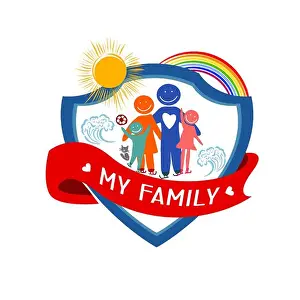 Family - template logo design. Vector illustration sign. Family emblem