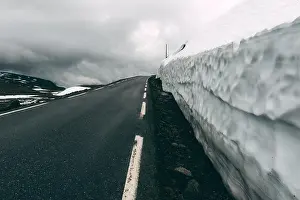 Famous Aurlandsvegen (Bjorgavegen) mountain road in Aurland, Norway in summer time