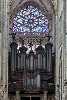 Stained Glass Windows Prints: Famous Cavaillé-Coll Organ in the Church of St. Ouen, Rouen, Normandy, France
