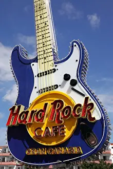 Themed Prints: the famous hard rock cafe guitar sign outside playa del ingles gran canaria