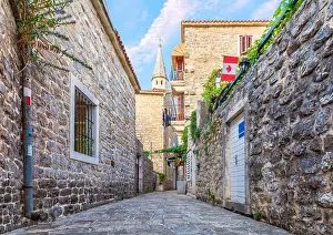 Vacation Spot Prints: Famous narrow european streets of Budva, Montenegro