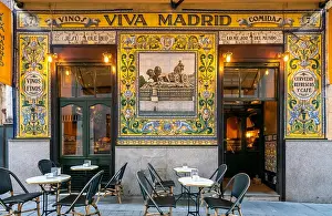 Famous restaurant Viva Madrid in the Barrio de las Letras or Literary Quarter. Dating back to 1856 it's also a tapas and cocktail bar. Madrid Spain