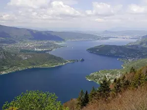 Haute Savoie Prints: famous view of Annecy lake above col de Forclaz in Haute Savoie