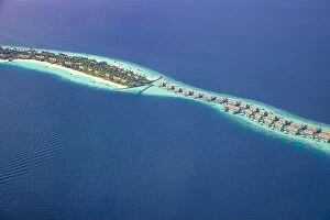 Images Dated 3rd February 2022: Fantastic aerial landscape, luxury tropical resort or hotel with water villas