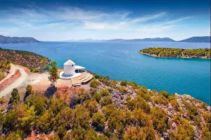 Ermioni Prints: Fantastic summer view of old windmill in outskirts of Ermioni town