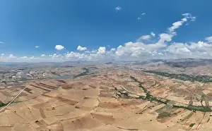 Orbiting Prints: Farm fields Background Texture 4 K Aerial View 4K Turkey Antalya