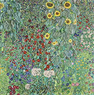 Art Movement Prints: Farm Garden with Sunflowers, 1905-06 (Painting) by Artist Klimt