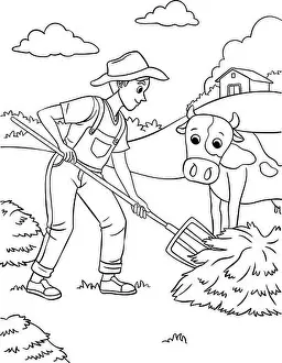 Spare Time Prints: Farmer Coloring Page for Kids