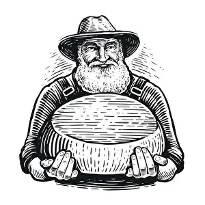 Gouda Prints: Farmer holding a head of cheese