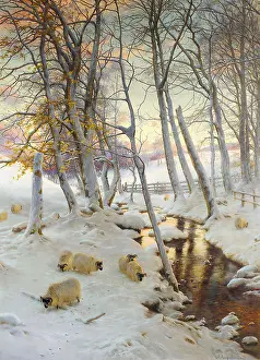 Victorian Era Prints: Farquharson Joseph - on a Clear Eve when the November Sky Grew Red - British School - 19th Century