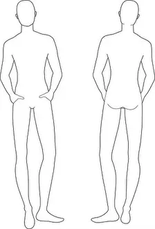 Fashion Illustration Prints: Fashion template of relaxing stand men