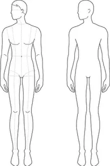 Fashion Illustration Prints: Fashion template of standing men