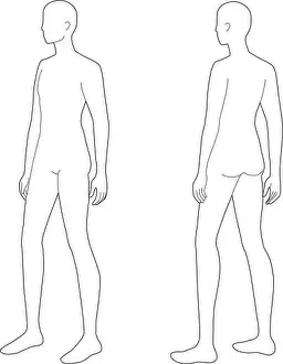 Waist Prints: Fashion template of standing men