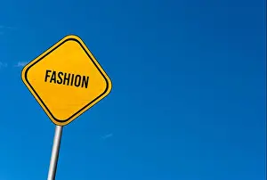 Infographics Prints: fashion - yellow sign with blue sky