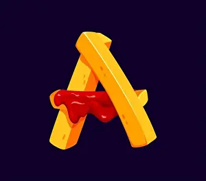 Fastfood Prints: Fast food french fries meal cartoon alphabet font letter A