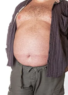 Obese Prints: Fat man with a big belly