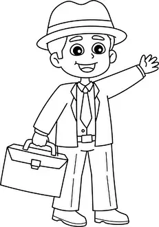 Fatherhood Prints: Father Holding Briefcase Isolated Coloring Page