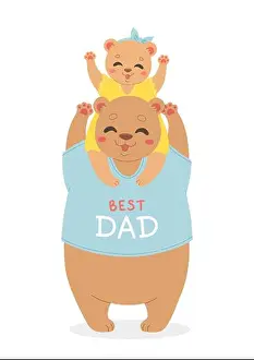 Fathers Day Prints: Fathers Day, daddy daughter bears, cartoon vector