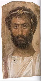 Ancient Art Prints: Fayum 16 refers to an ancient Egyptian portrait from the Fayum Mummy Portraits collection