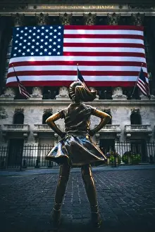 New York Prints: The Fearless Girl, Financial District, Manhattan, New York City, USA