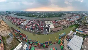 February 19, 2023: panoramic view of Cat Lai international port, Ho Chi Minh City, Vietnam