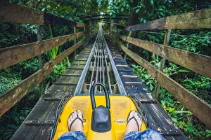 Fashioned Prints: Feet of a young woman on Alpine Coaster