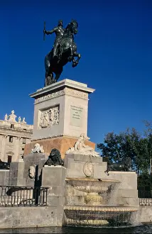 Palacio Prints: Felipe IV Statue, Plaza de Oriente. Madrid Spain