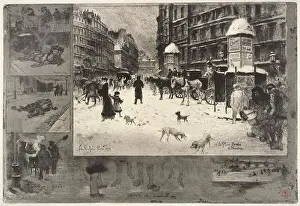 Etchings Prints: FELIX-HILAIRE BUHOT - WINTER IN PARIS